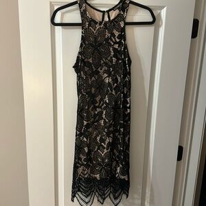 Black & Tan Floral Lace Dress